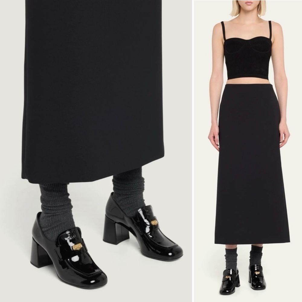 Miu Miu | Black Patent Leather Heeled Penny Loafer - Size IT 41
